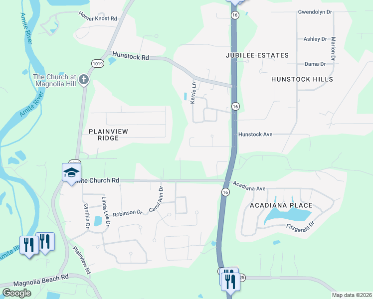 map of restaurants, bars, coffee shops, grocery stores, and more near 7830 Parham Avenue in Denham Springs