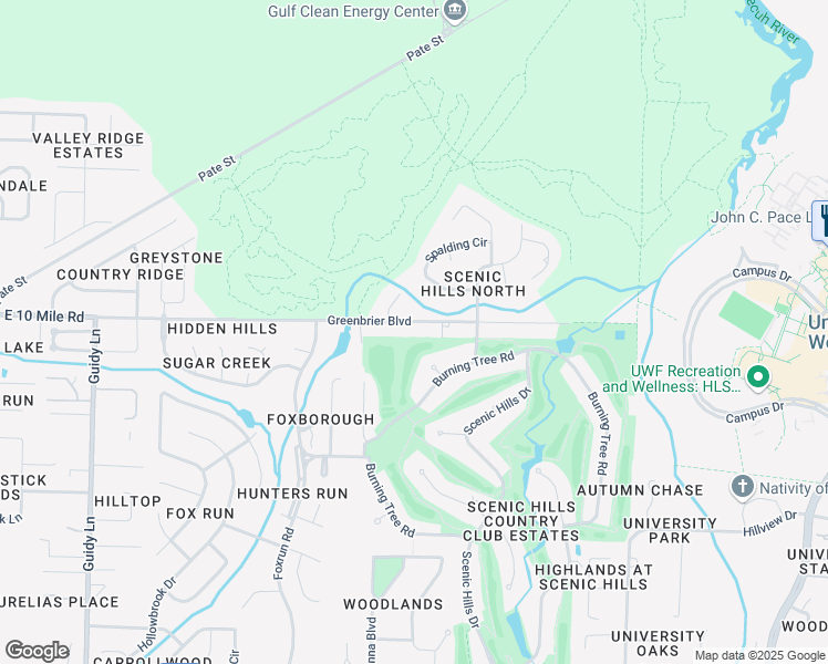 map of restaurants, bars, coffee shops, grocery stores, and more near 2297 Greenbrier Boulevard in Pensacola