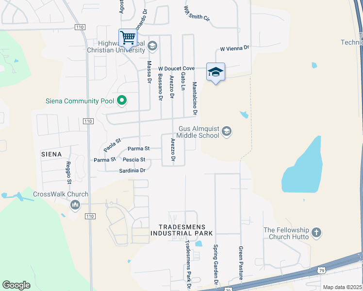 map of restaurants, bars, coffee shops, grocery stores, and more near 8222 Angelo Loop in Round Rock