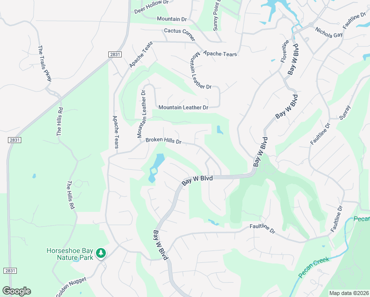map of restaurants, bars, coffee shops, grocery stores, and more near 108 Cliff Run in Horseshoe Bay