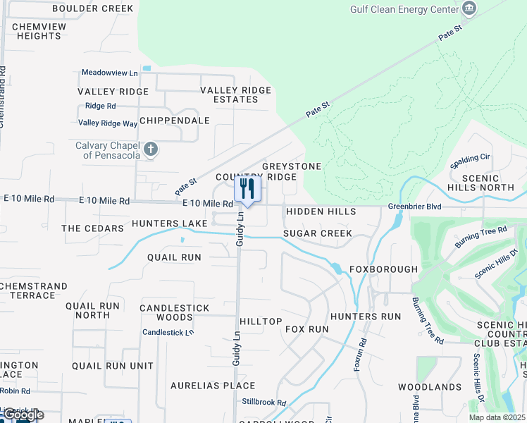 map of restaurants, bars, coffee shops, grocery stores, and more near 10393 Vintage Drive in Pensacola