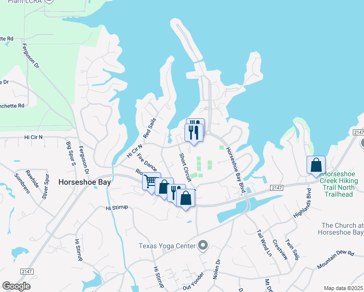 map of restaurants, bars, coffee shops, grocery stores, and more near 602 Port in Horseshoe Bay