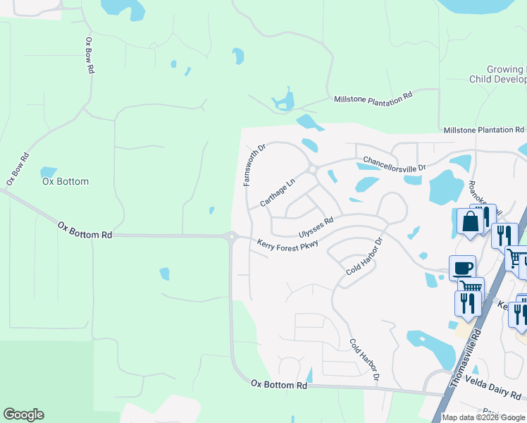 map of restaurants, bars, coffee shops, grocery stores, and more near 2521 Carthage Lane in Tallahassee