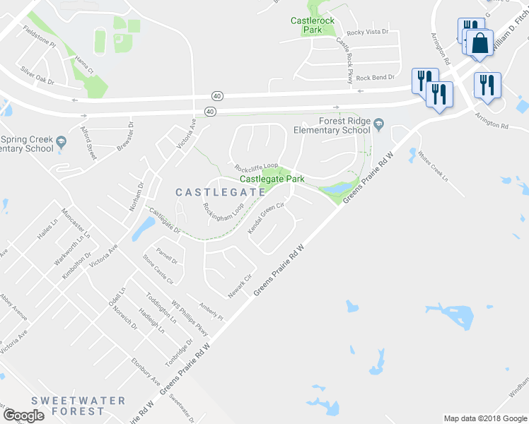 map of restaurants, bars, coffee shops, grocery stores, and more near 2311 Kendal Green Circle in College Station