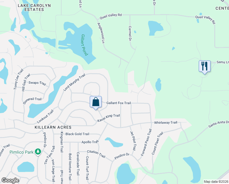 map of restaurants, bars, coffee shops, grocery stores, and more near 3330 Lucky Debonair Trail in Tallahassee