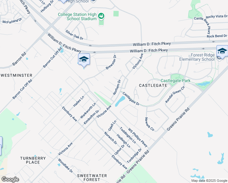 map of restaurants, bars, coffee shops, grocery stores, and more near 4213 Conway Court in College Station