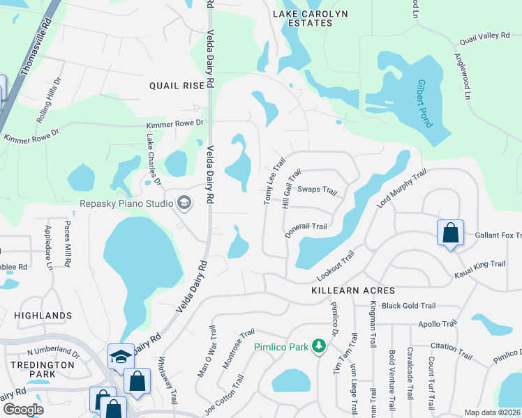 map of restaurants, bars, coffee shops, grocery stores, and more near 6716 Tomy Lee Trail in Tallahassee