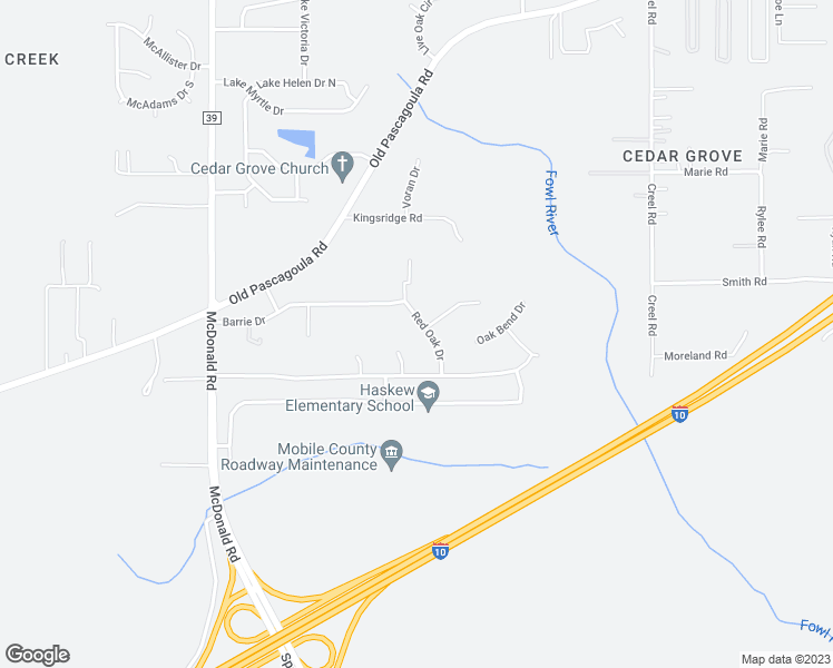 map of restaurants, bars, coffee shops, grocery stores, and more near 6894 Red Oak Drive in Theodore