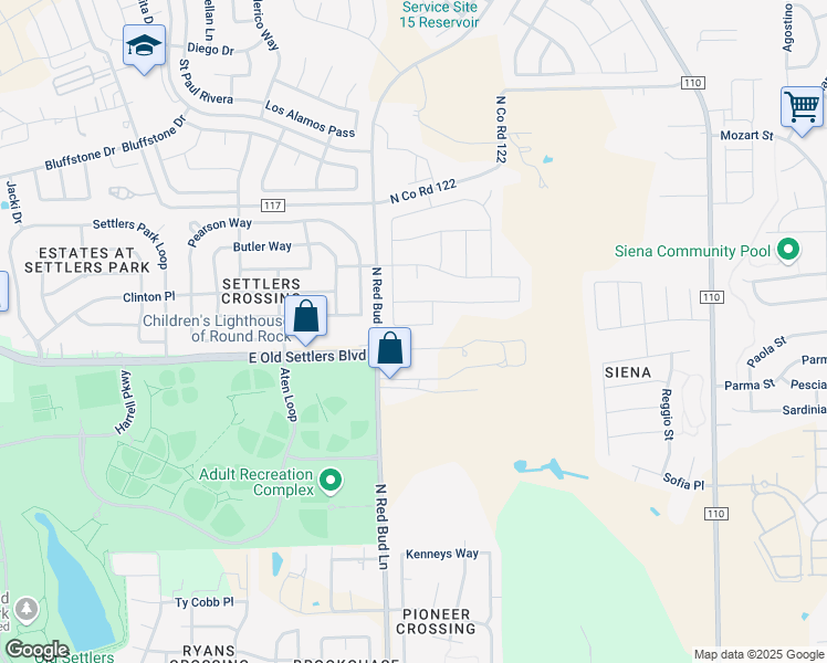 map of restaurants, bars, coffee shops, grocery stores, and more near 1020 Chad Loop in Round Rock