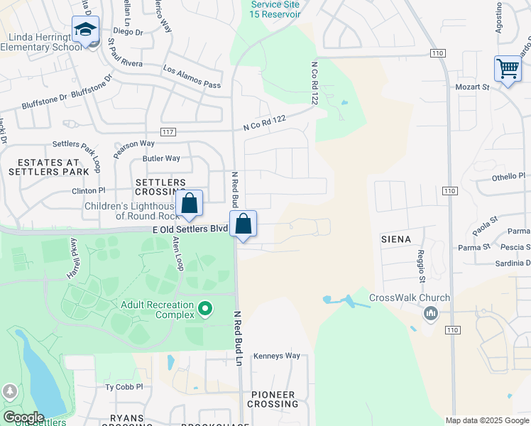 map of restaurants, bars, coffee shops, grocery stores, and more near 1020 Chad Loop in Round Rock