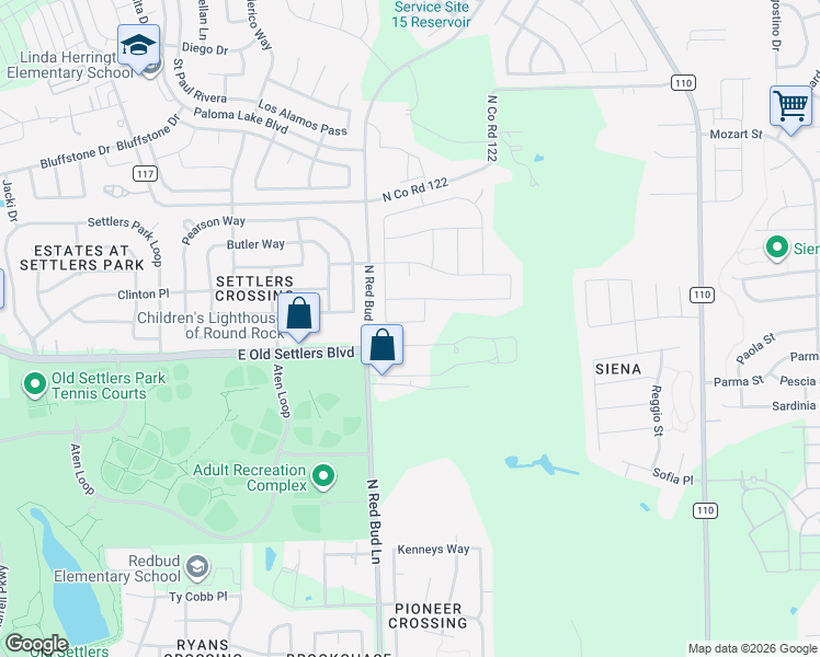 map of restaurants, bars, coffee shops, grocery stores, and more near 1020 Chad Loop in Round Rock