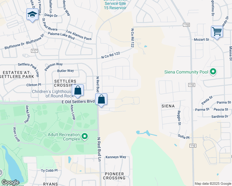 map of restaurants, bars, coffee shops, grocery stores, and more near 1010 Chad Loop in Round Rock