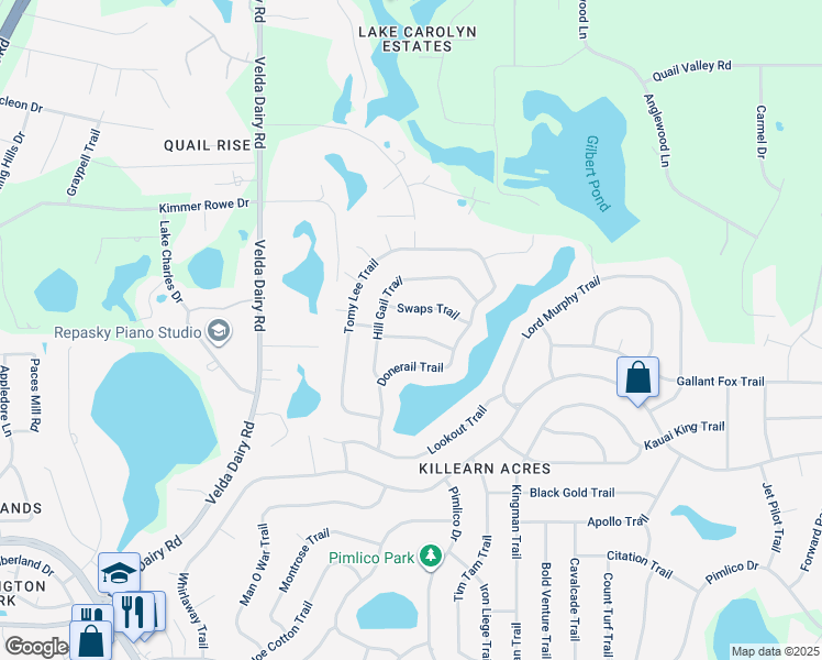 map of restaurants, bars, coffee shops, grocery stores, and more near 3112 Elwood Trail in Tallahassee