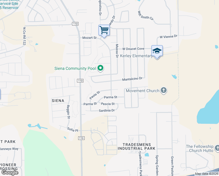map of restaurants, bars, coffee shops, grocery stores, and more near 8384 Paola Street in Round Rock