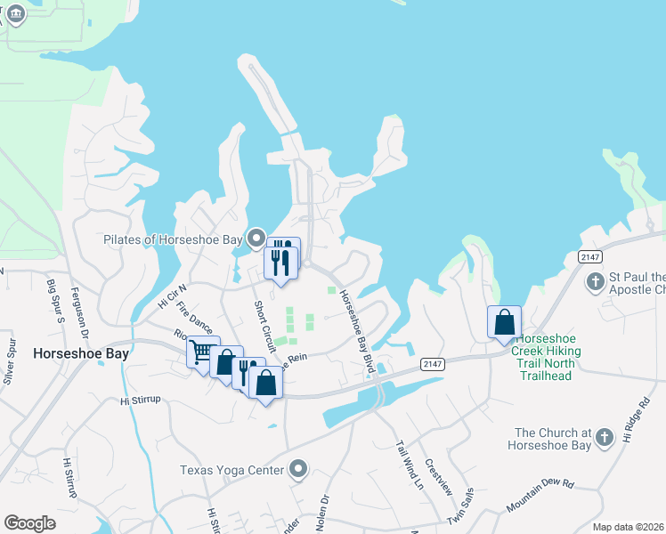 map of restaurants, bars, coffee shops, grocery stores, and more near 501 Hsb Boulevard @ Harbor Light in Horseshoe Bay