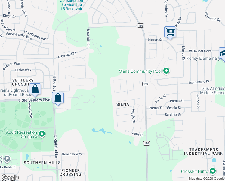 map of restaurants, bars, coffee shops, grocery stores, and more near 5645 Porano Circle in Round Rock