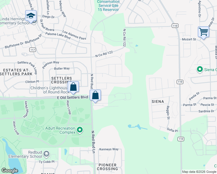map of restaurants, bars, coffee shops, grocery stores, and more near 1020 Chad Loop in Round Rock