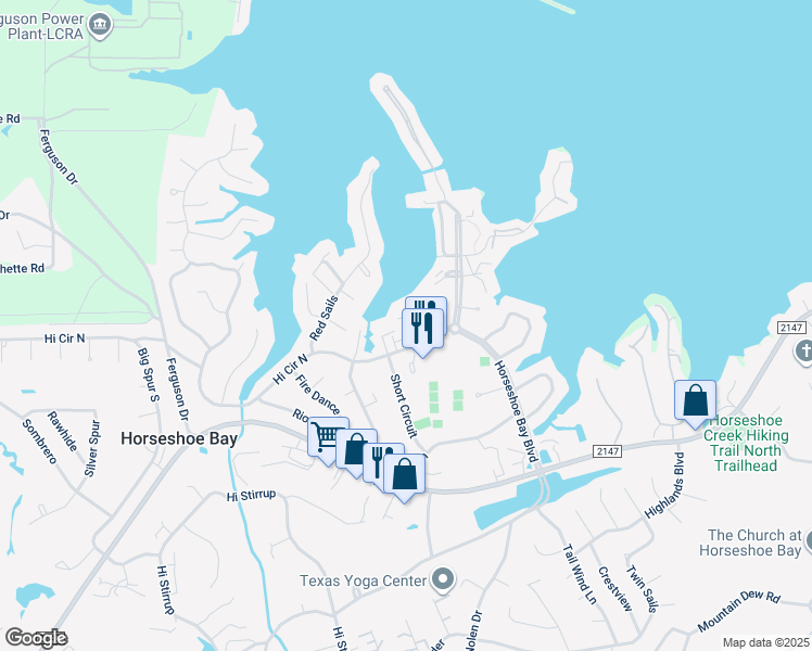 map of restaurants, bars, coffee shops, grocery stores, and more near 602 Port in Horseshoe Bay