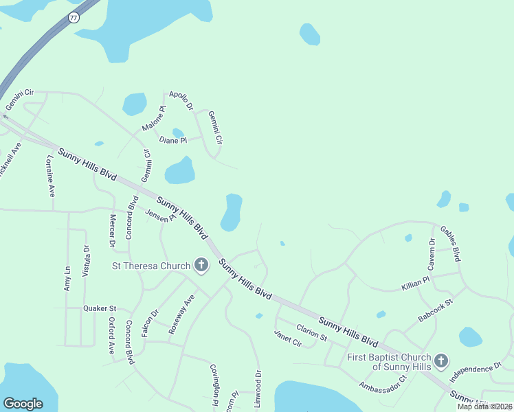 map of restaurants, bars, coffee shops, grocery stores, and more near 3895 Belmar Place in Chipley