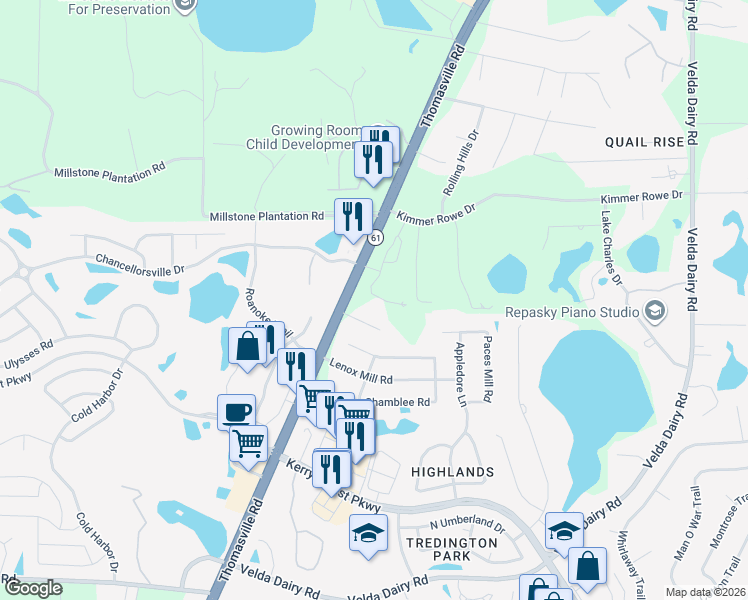 map of restaurants, bars, coffee shops, grocery stores, and more near 3422 Rustlewood Lane in Tallahassee