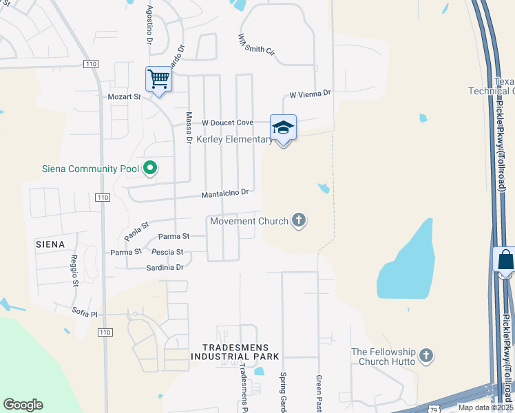 map of restaurants, bars, coffee shops, grocery stores, and more near 6048 Angelo Street in Round Rock