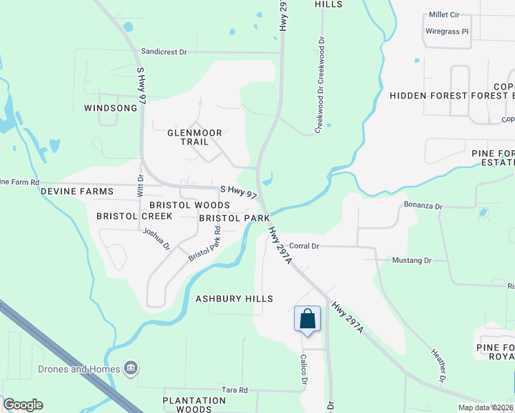map of restaurants, bars, coffee shops, grocery stores, and more near 2703 Woodbreeze Drive in Cantonment