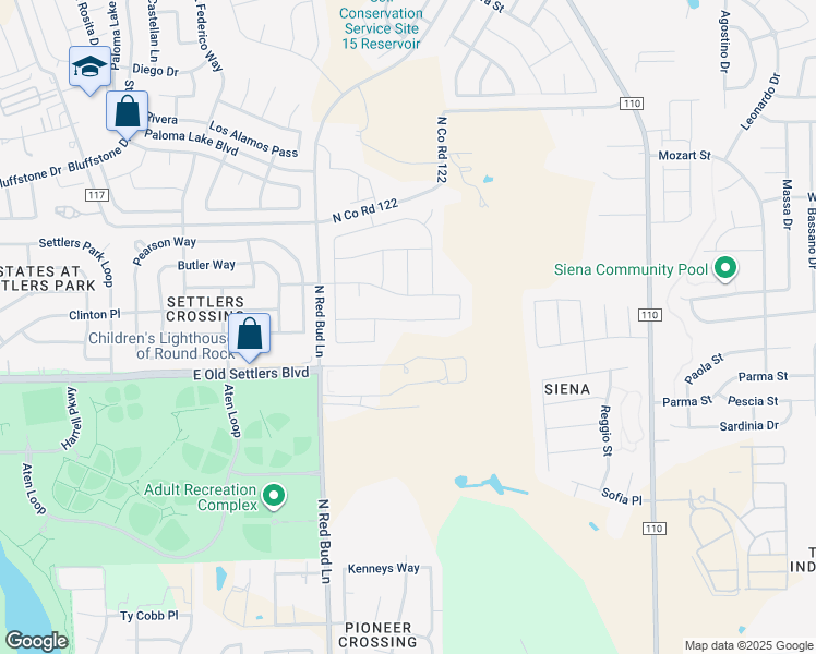 map of restaurants, bars, coffee shops, grocery stores, and more near 1010 Chad Loop in Round Rock