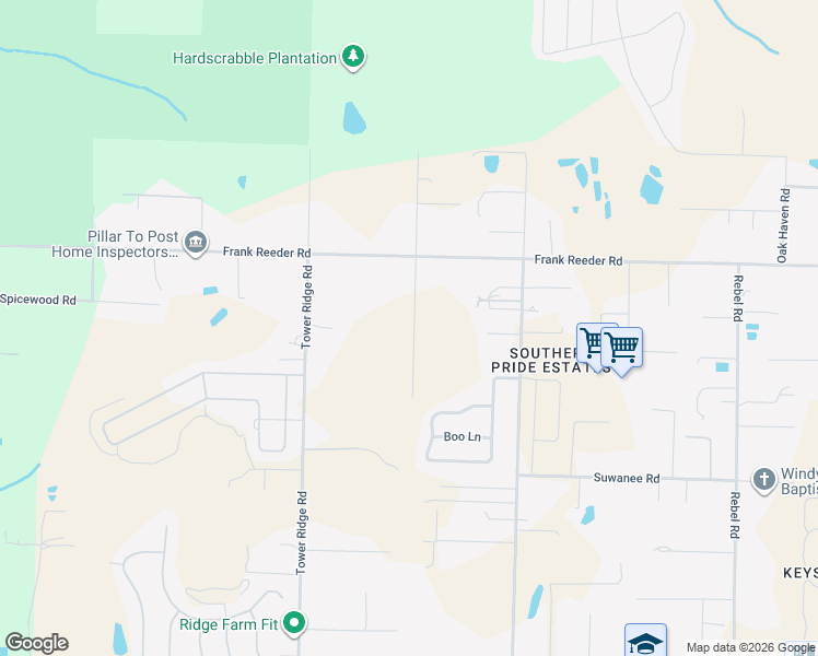 map of restaurants, bars, coffee shops, grocery stores, and more near 9780 Windy Hill Road in Pensacola