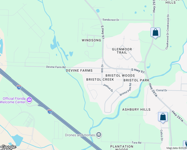 map of restaurants, bars, coffee shops, grocery stores, and more near 2119 Jarrod Drive in Escambia County
