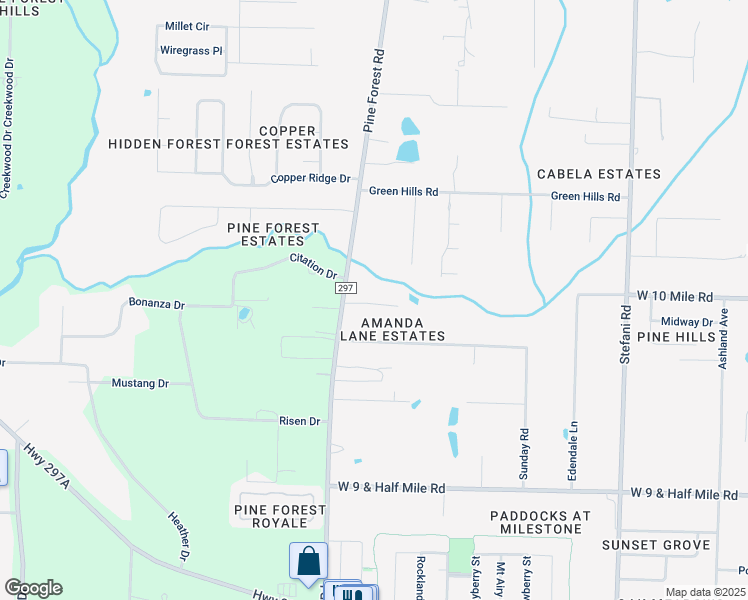 map of restaurants, bars, coffee shops, grocery stores, and more near 3318 Pine Forest Road in Cantonment