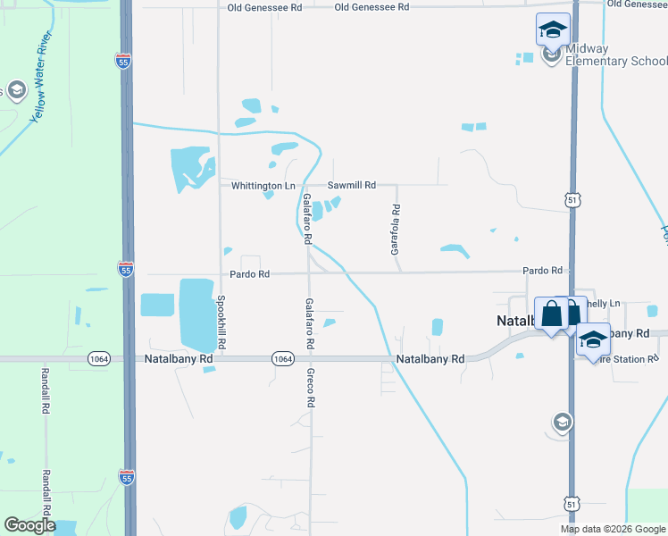 map of restaurants, bars, coffee shops, grocery stores, and more near 14207 Pardo Road in Tickfaw
