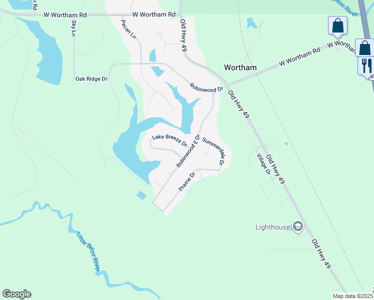 map of restaurants, bars, coffee shops, grocery stores, and more near 17488 Lake Breeze Drive in Saucier