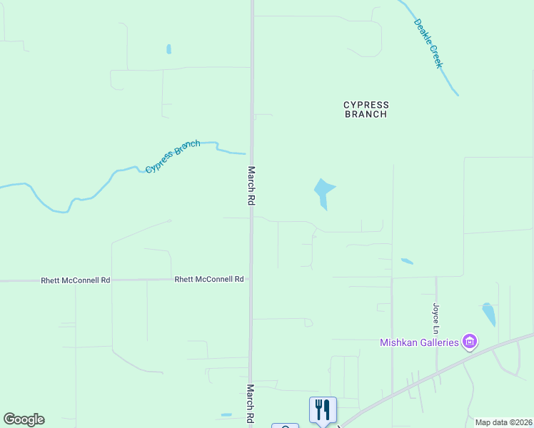 map of restaurants, bars, coffee shops, grocery stores, and more near 10210 March Drive North in Theodore
