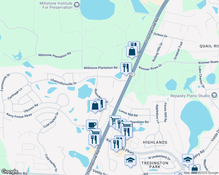 map of restaurants, bars, coffee shops, grocery stores, and more near 2801 Chancellorsville Drive in Tallahassee