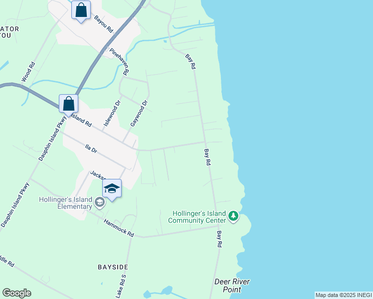 map of restaurants, bars, coffee shops, grocery stores, and more near 2051 Island Road in Mobile