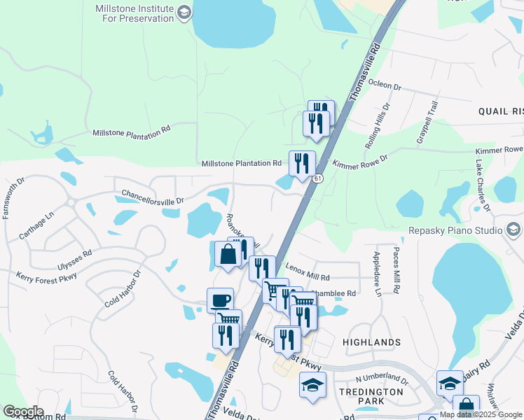 map of restaurants, bars, coffee shops, grocery stores, and more near 2801 Chancellorsville Drive in Tallahassee