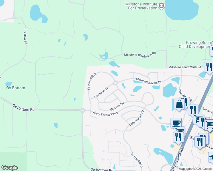 map of restaurants, bars, coffee shops, grocery stores, and more near 2564 Carthage Lane in Tallahassee