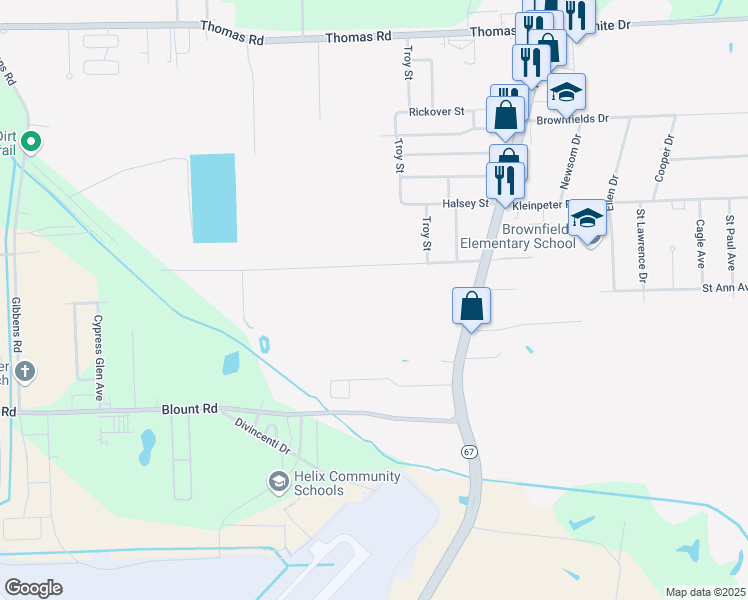 map of restaurants, bars, coffee shops, grocery stores, and more near 5172 Clark Street in Baton Rouge
