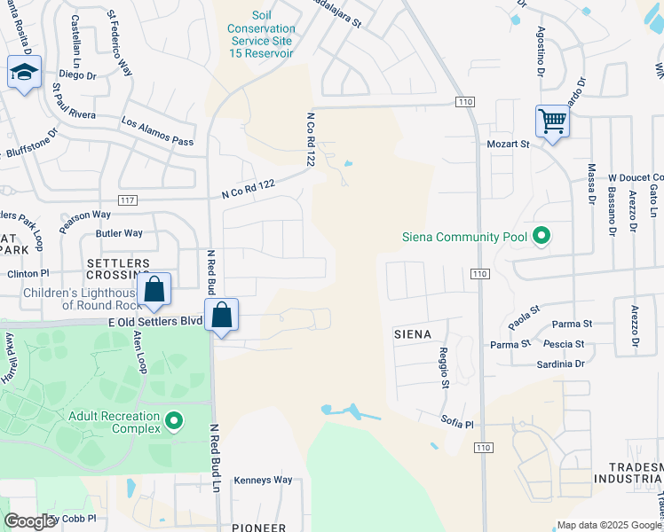 map of restaurants, bars, coffee shops, grocery stores, and more near 3428 Pauling Loop in Round Rock
