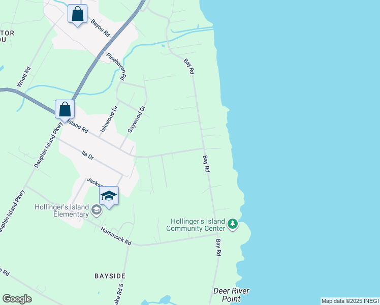 map of restaurants, bars, coffee shops, grocery stores, and more near 2051 Island Road in Mobile