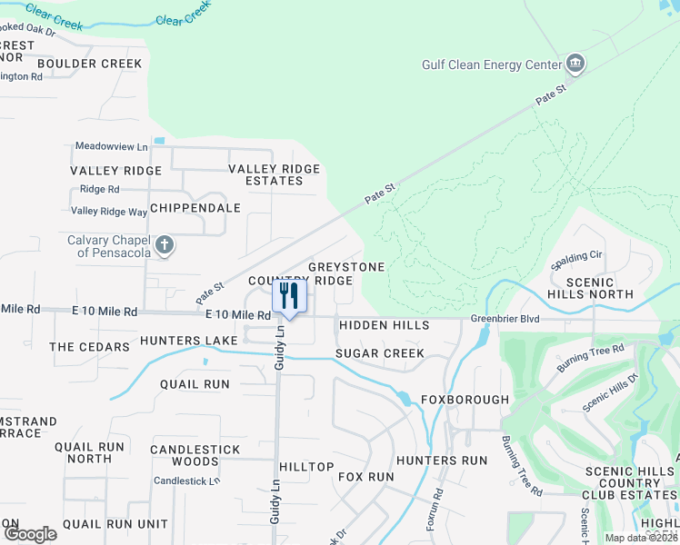 map of restaurants, bars, coffee shops, grocery stores, and more near 1432 Greystone Dr in Pensacola