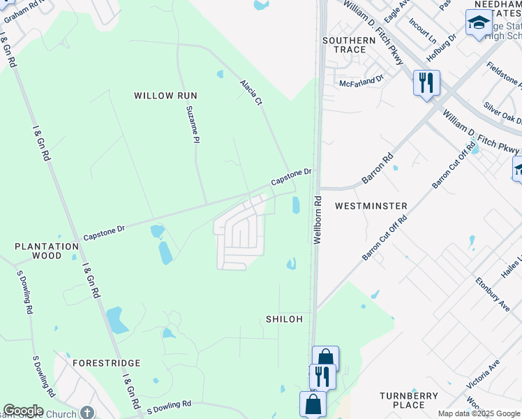 map of restaurants, bars, coffee shops, grocery stores, and more near 3405 Treeline Drive in College Station