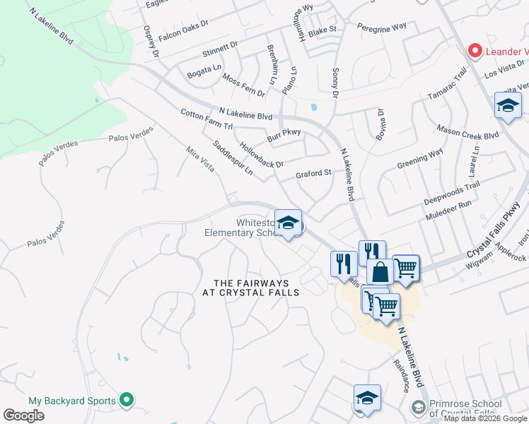 map of restaurants, bars, coffee shops, grocery stores, and more near 2201 Quarry Loop in Leander