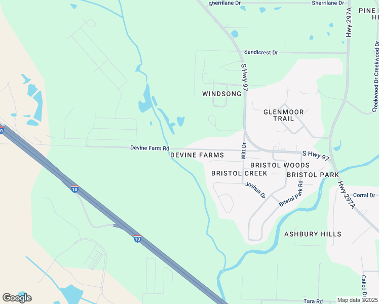 map of restaurants, bars, coffee shops, grocery stores, and more near 2481 Devine Farm Road in Cantonment