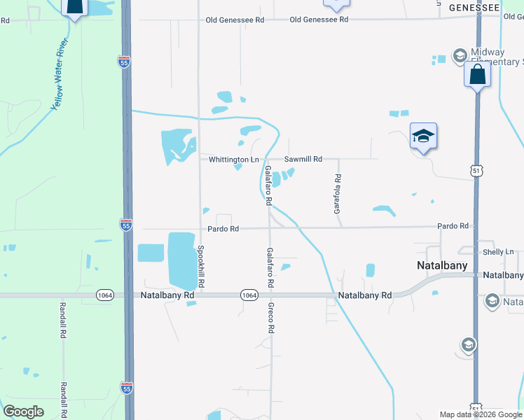 map of restaurants, bars, coffee shops, grocery stores, and more near 14097 Pardo Road in Tickfaw