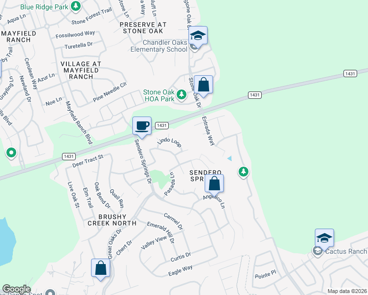 map of restaurants, bars, coffee shops, grocery stores, and more near 3101 Cantera Ct in Round Rock