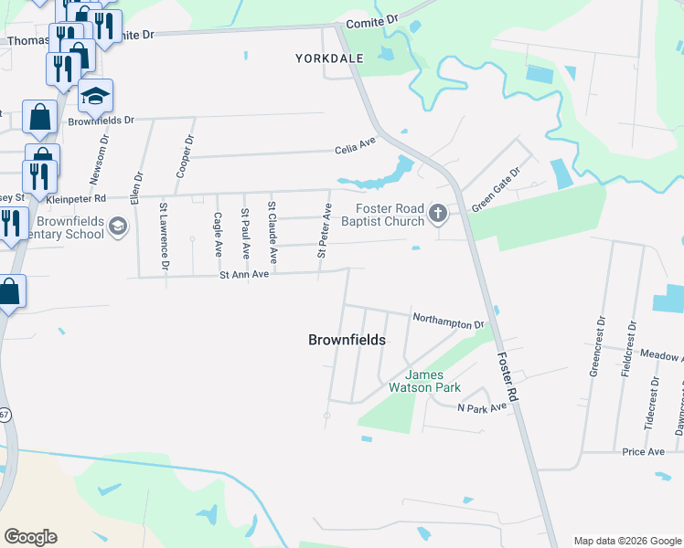 map of restaurants, bars, coffee shops, grocery stores, and more near 11014 Clearview Avenue in Baton Rouge