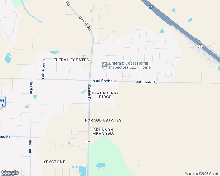 map of restaurants, bars, coffee shops, grocery stores, and more near 10180 Castleberry Boulevard in Pensacola