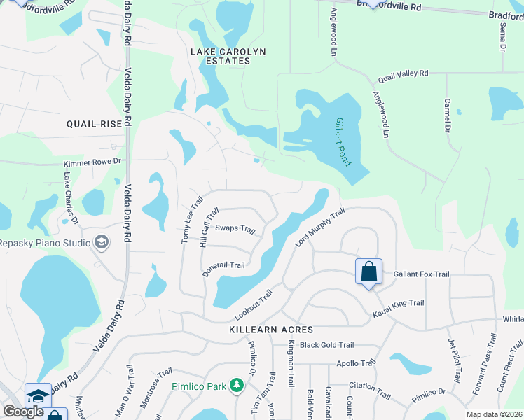 map of restaurants, bars, coffee shops, grocery stores, and more near 6845 Hill Gail Trail in Tallahassee