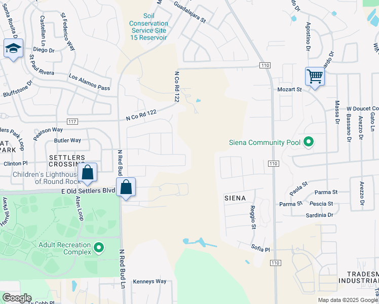 map of restaurants, bars, coffee shops, grocery stores, and more near 3428 Pauling Loop in Round Rock